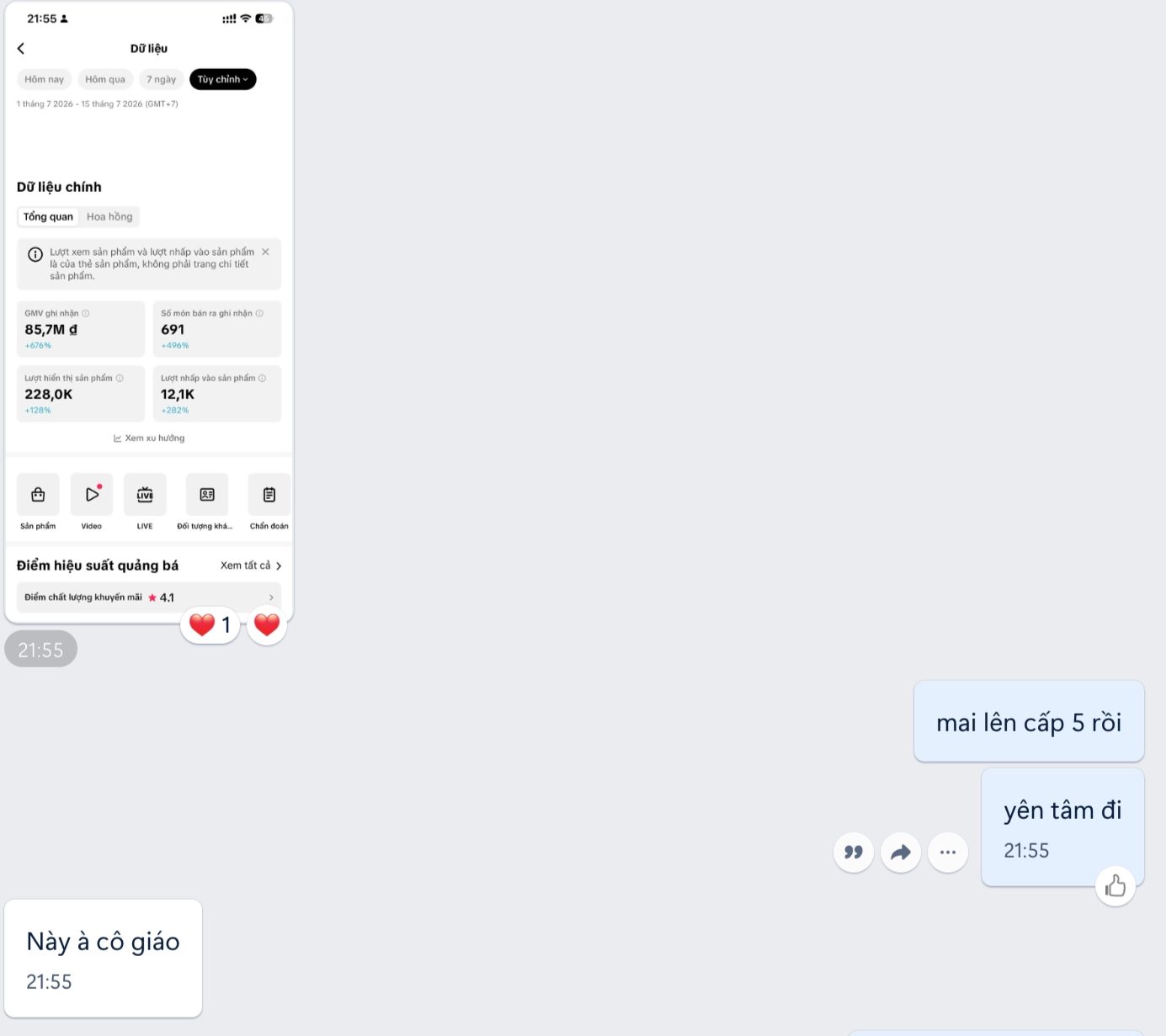 Học viên chia sẻ tiến độ làm video hàng ngày