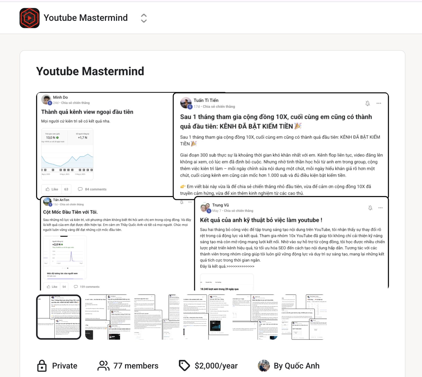 Buổi training trực tuyến tại cộng đồng YouTube Mastermind