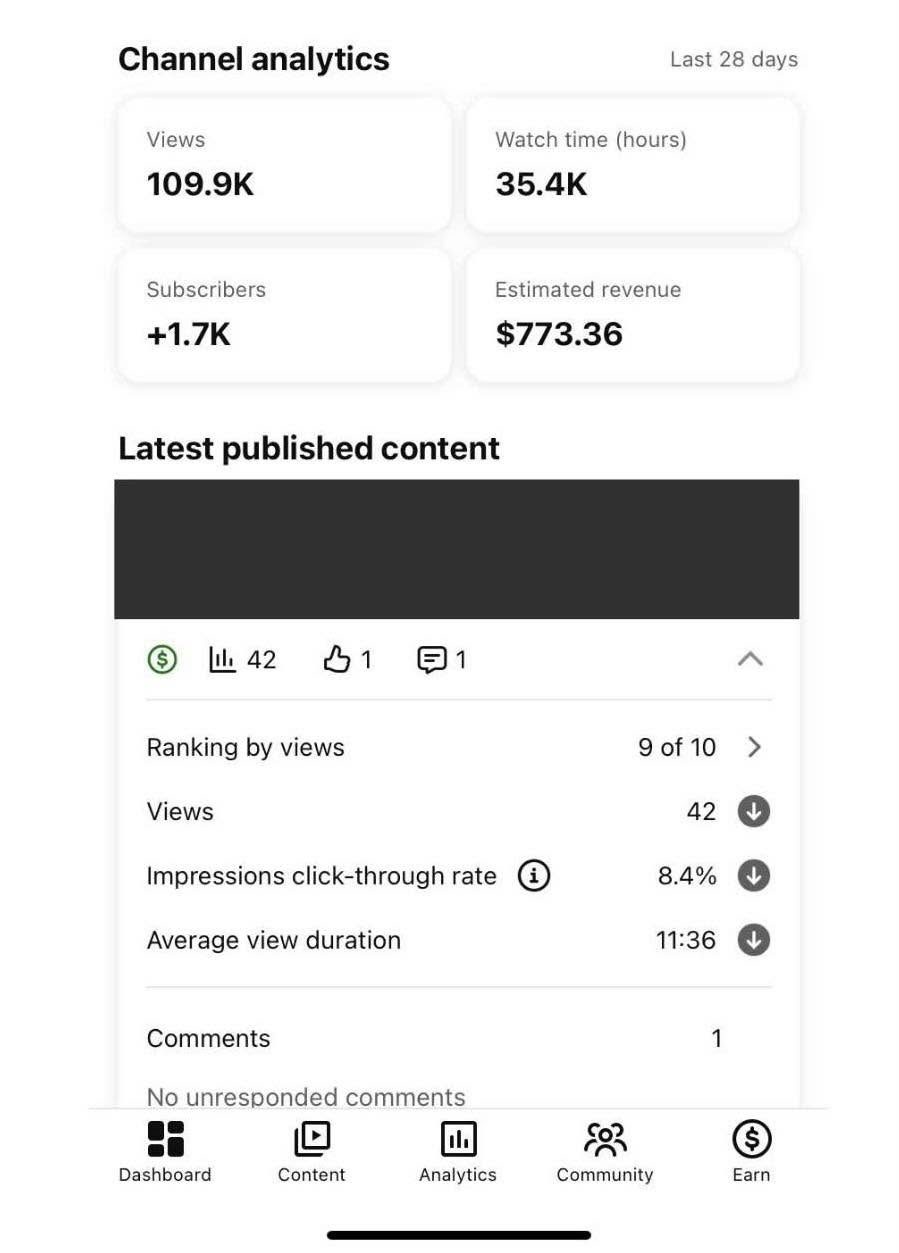 Kết quả tăng trưởng kênh YouTube của học viên