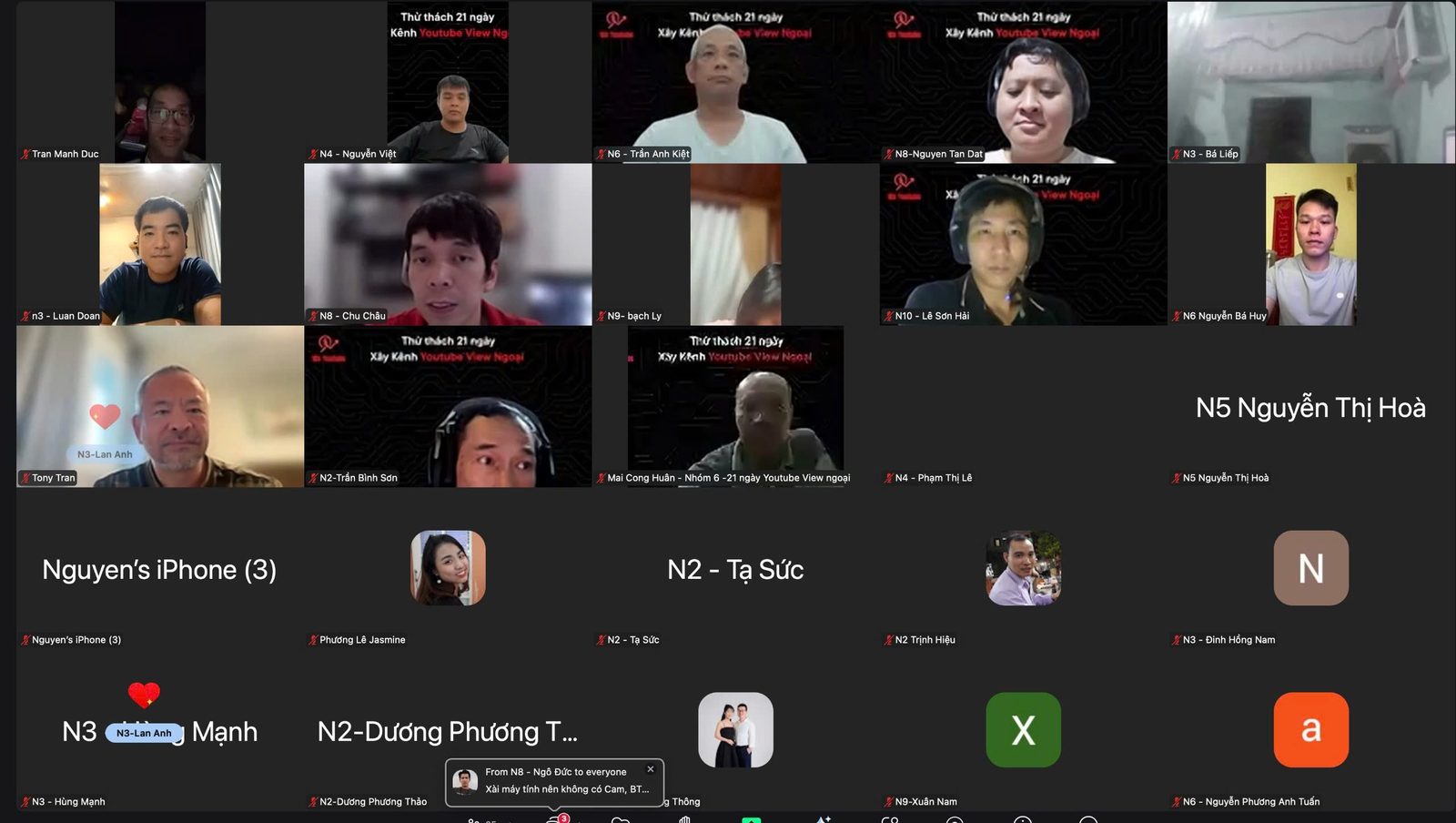 Thành viên cộng đồng tham gia buổi training YouTube
